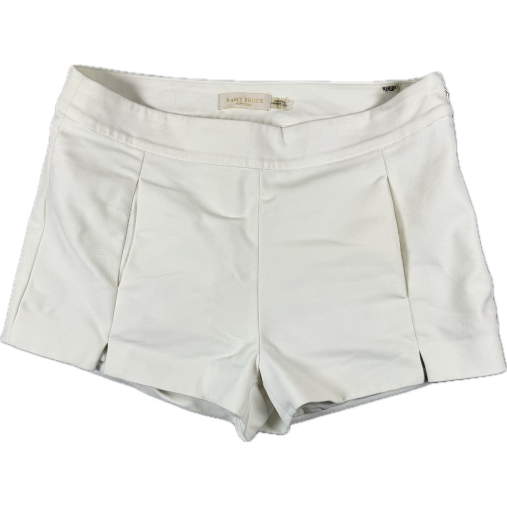 Ramy Brook Shorts Women 6 White Tailored Pleated Benson Mini Short Quiet Luxury
